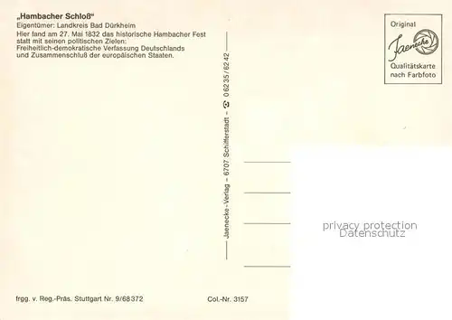 AK / Ansichtskarte Neustadt_Weinstrasse Hambacher Schloss Fliegeraufnahme Neustadt_Weinstrasse