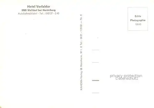 AK / Ansichtskarte Walldorf Hotel Vorfelder Walldorf