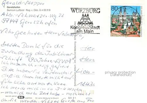 AK / Ansichtskarte Gerolzhofen Fliegeraufnahme Gerolzhofen