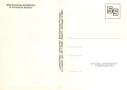 AK / Ansichtskarte Rhenegge Fliegeraufnahme Ferienland Waldeck Rhenegge