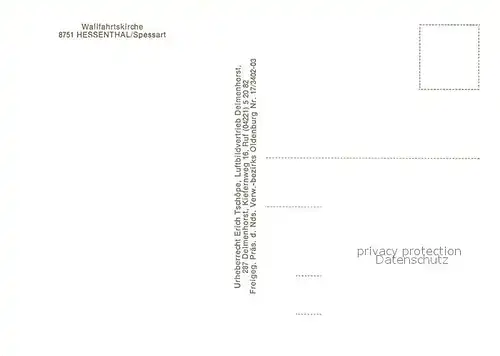 AK / Ansichtskarte Hessenthal_Spessart Wallfahrtskirche Fliegeraufnahme Hessenthal Spessart