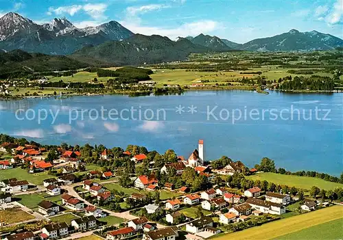 AK / Ansichtskarte Waltenhofen_Schwangau Fliegeraufnahme mit Forggensee und Allgaeuer Alpen Aggenstein und Breitenberg Waltenhofen Schwangau