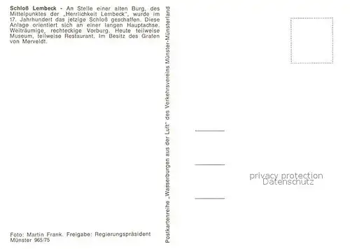 AK / Ansichtskarte Lembeck Schloss Lembeck Fliegeraufnahme Lembeck