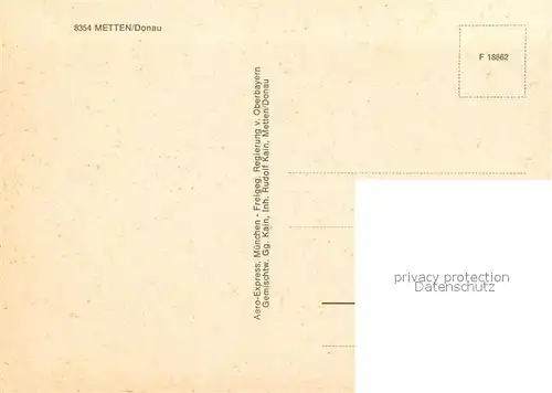 AK / Ansichtskarte Metten_Donau Fliegeraufnahme Metten Donau