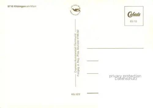 AK / Ansichtskarte Kitzingen_Main Fliegeraufnahme Kitzingen Main