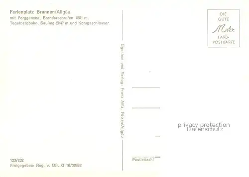 AK / Ansichtskarte Brunnen_Schwangau Ferienplatz Brunnen Forggensee Fliegeraufnahme Brunnen Schwangau