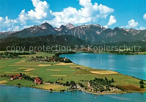 AK / Ansichtskarte Brunnen_Schwangau Forggensee F?ssen Fliegeraufnahme Brunnen Schwangau