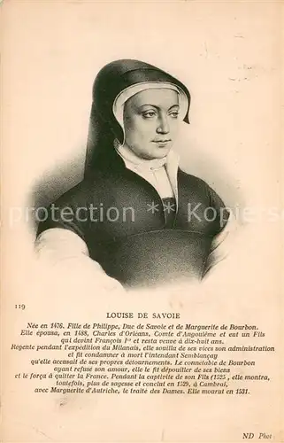 AK / Ansichtskarte Adel_Frankreich Louise de Savoie Adel Frankreich