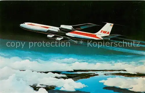 AK / Ansichtskarte Flugzeuge_Zivil TWA Superjet  