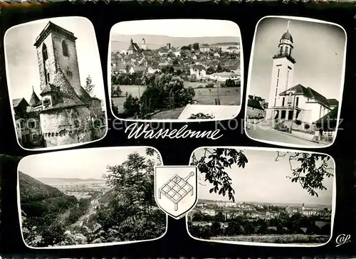 AK / Ansichtskarte Wasselonne_Bas_Rhin Tour du Chateau Vues generales Eglise Blason de lartiste heraldiste Robert Louis Wasselonne_Bas_Rhin