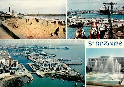 AK / Ansichtskarte Saint Nazaire_Loire Atlantique La plage Les chentiers de construction navales Le port de commerce et les chantiers lHotel de Ville Saint Nazaire