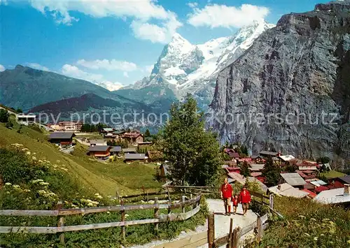 AK / Ansichtskarte Muerren_BE Eiger mit Moench Muerren_BE