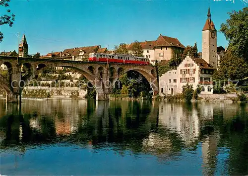 AK / Ansichtskarte Bremgarten_AG Teilansicht mit Bruecke Bremgarten AG