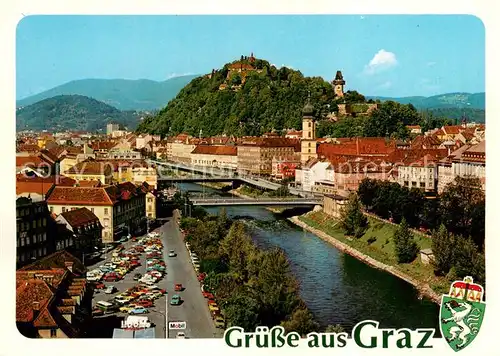 AK / Ansichtskarte Graz_Steiermark Blick zum Schlossberg mit Uhrturm Graz_Steiermark