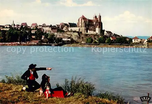 AK / Ansichtskarte Neuf Brisach_Neu Breisach Partie am Rhein mit Muenster 