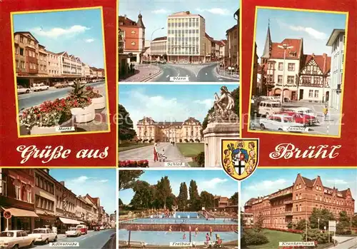 AK / Ansichtskarte Bruehl_Rheinland Markt Stern Schloss Janshof Koelnstrasse Freibad Krankenhaus Bruehl_Rheinland