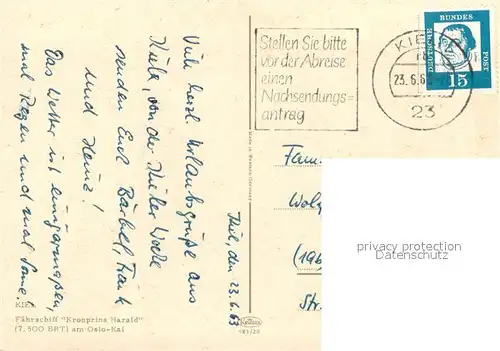 AK / Ansichtskarte Kiel Faehrschiff Kronprinz Harald Kiel