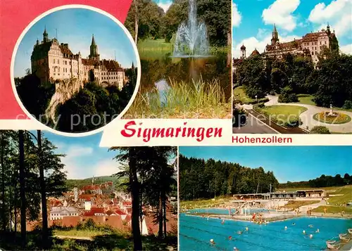 AK / Ansichtskarte Sigmaringen mit Schloss der Fuersten von Hohenzollern und Schwimmbad Sigmaringen