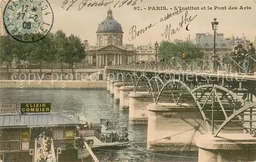 AK / Ansichtskarte Paris Institut et Pont des Arts sur la Seine Paris