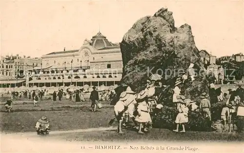 AK / Ansichtskarte Biarritz_Pyrenees_Atlantiques Nos bebes a la grande plage Biarritz_Pyrenees