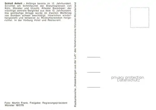 AK / Ansichtskarte Anholt Schloss 12. Jhdt. Fliegeraufnahme Anholt