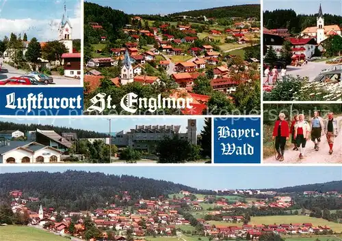AK / Ansichtskarte St_Englmar Kirche Panorama Wanderer St_Englmar
