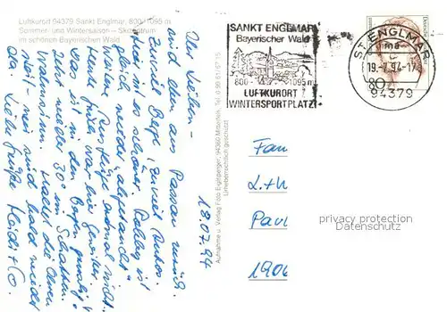 AK / Ansichtskarte St_Englmar Kirche Panorama Wanderer St_Englmar