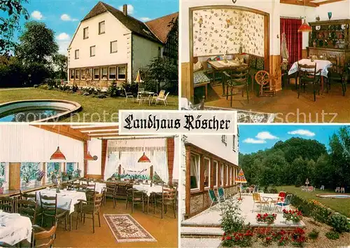 AK / Ansichtskarte Holzhausen_Luebbecke Landhaus Roescher Gastraeume Terrasse Holzhausen Luebbecke