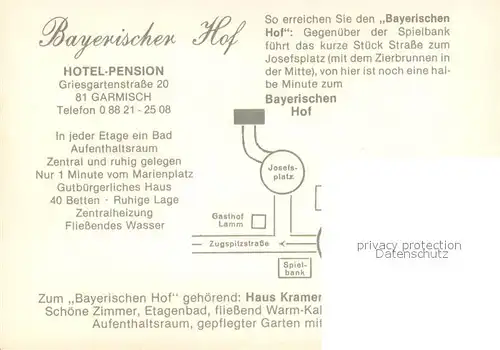 AK / Ansichtskarte Garmisch Partenkirchen Hotel Pension Bayerischer Hof Garmisch Partenkirchen