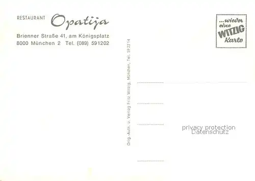 AK / Ansichtskarte Muenchen Restaurant Opatija Gaststube Muenchen