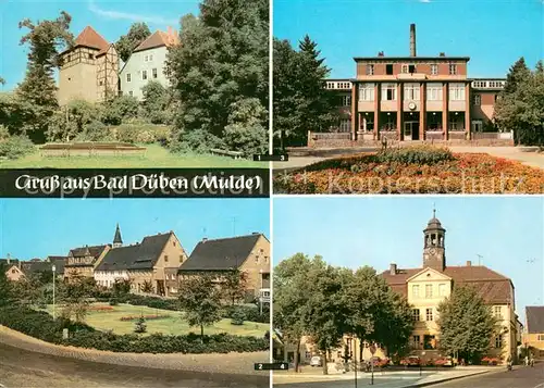 AK / Ansichtskarte Bad_Dueben Burg mit Freilichtbuehne Platz der Jugend Eisenmoorbad Rathaus Bad_Dueben