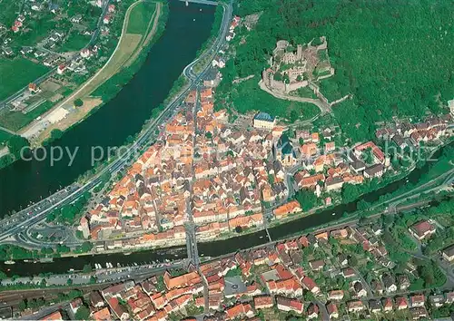 AK / Ansichtskarte Wertheim_Main Altstadt mit Burg Fliegeraufnahme Wertheim Main