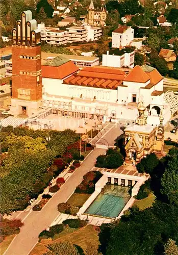 AK / Ansichtskarte Darmstadt Hochzeitsturm Russische Kirche Austellungshallen Mathildenhoehe Stadtmuseum Fliegeraufnahme Darmstadt