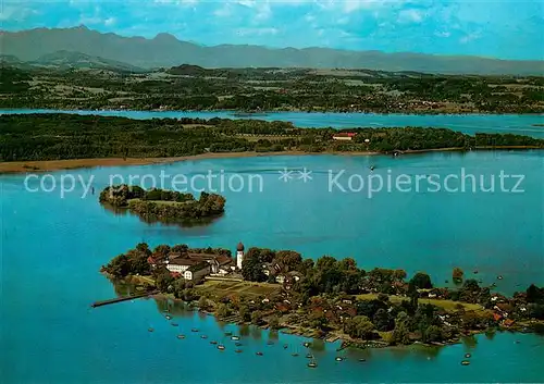 AK / Ansichtskarte Frauenchiemsee Kloster Frauenwoerth Herrenchiemsee Fliegeraufnahme Frauenchiemsee