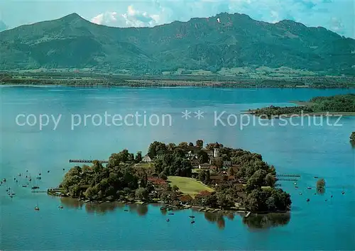 AK / Ansichtskarte Frauenchiemsee Kloster Frauenwoerth Kampenwand Chiemgauer Alpen Fliegeraufnahme Frauenchiemsee