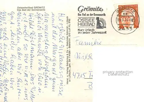 AK / Ansichtskarte Groemitz_Ostseebad Ostseeheilbad Strand Fliegeraufnahme Groemitz_Ostseebad