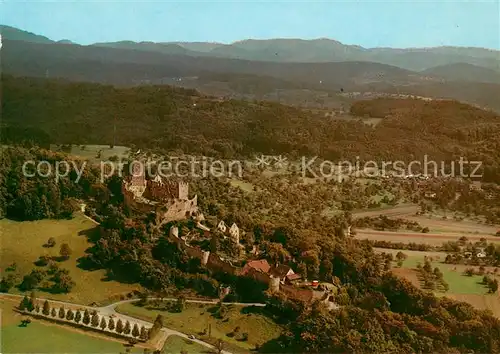 AK / Ansichtskarte Loerrach Dreilaenderecke Schwarzwald Burgruine Roetteln Fliegeraufnahme Loerrach
