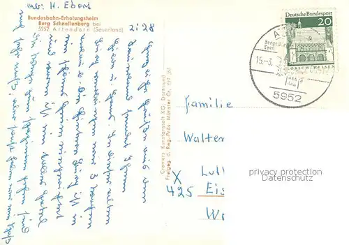 AK / Ansichtskarte Attendorn Bundesbahn Erholungsheim Burg Schnellenberg Fliegeraufnahme Attendorn