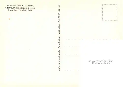 AK / Ansichtskarte Moelln_Lauenburg St. Nicolai Kirche 12. Jhdt. Altarraum Moelln_Lauenburg