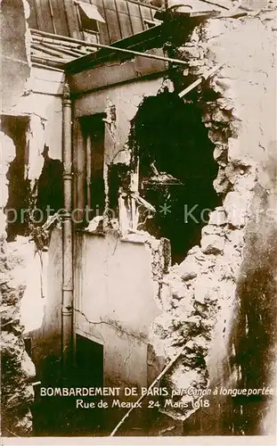 AK / Ansichtskarte Paris Rue de Meaux 24 apres bombardement Mars 1918 Paris