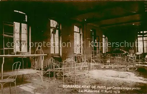 AK / Ansichtskarte Paris Bombardement de Paris par canons a longue portee Avril 1918 La Maternite Paris