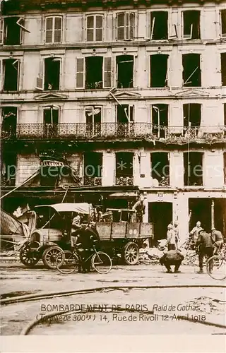 AK / Ansichtskarte Paris apres bombardement Raid de Gothas Rue de Rivoli Avril 1918 Paris