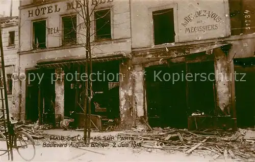 AK / Ansichtskarte Paris Raid de Gothas Boulevard Auguste Blanqui apres bombardement Juin 1918 Paris