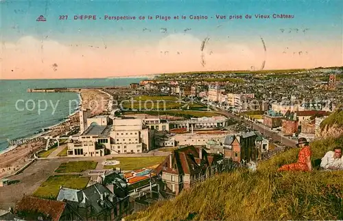 AK / Ansichtskarte Dieppe_Seine Maritime Perspective de la Plage et le Casino Vue prise du Vieux Chateau Dieppe Seine Maritime