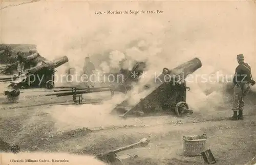 AK / Ansichtskarte Camp_de_Mourmelon Mortiers de Siege de 220 Feu Camp_de_Mourmelon