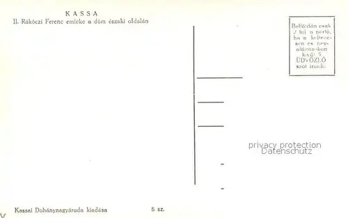 AK / Ansichtskarte Kassa_Kosice_Kaschau_Slovakia Rakoczi Ferenc emleke a dom eszaki oldalan 