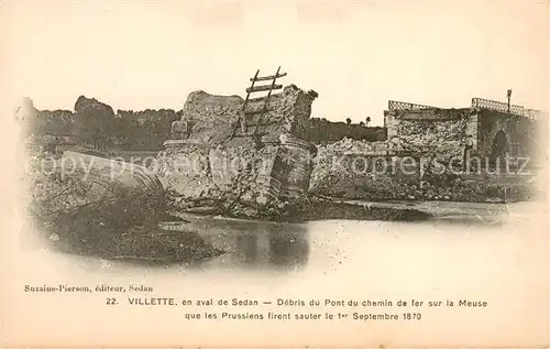AK / Ansichtskarte Villette_Briey Debris du Pont du chemin de fer sur la Meuse que les Prussiens firent sauter le 1er Sept 1870 Villette_Briey