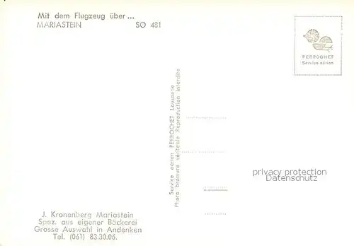 AK / Ansichtskarte Mariastein_SO Fliegeraufnahme Mariastein_SO