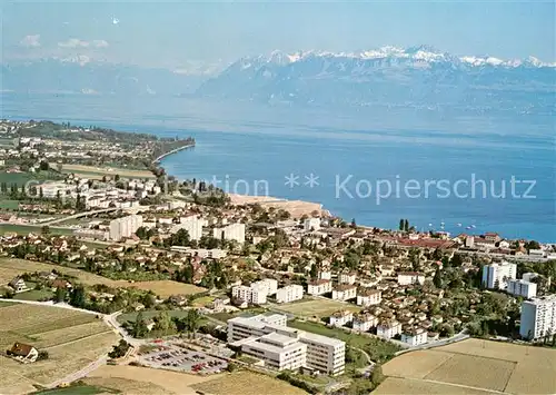 AK / Ansichtskarte Morges Hopital et les Alpes Vue aerienne Morges