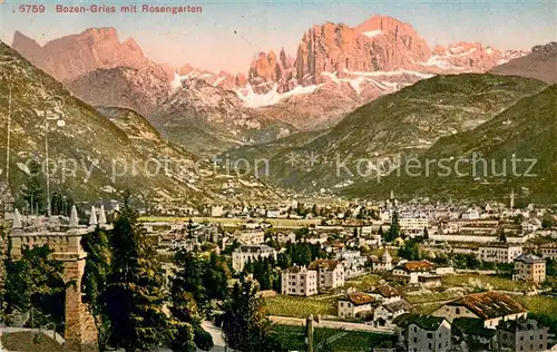 AK / Ansichtskarte Gries Quirein_Bozen Panorama mit Blick zum Rosengarten Dolomiten 